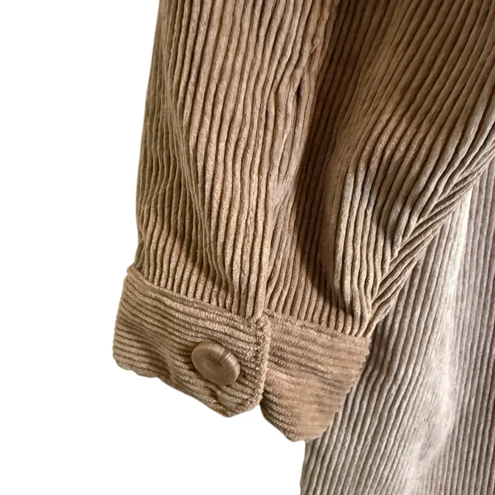Stoosh Neutral Colorblock Corduroy Shacket Jacket Shirt Women’s Size Medium - Picture 6 of 12